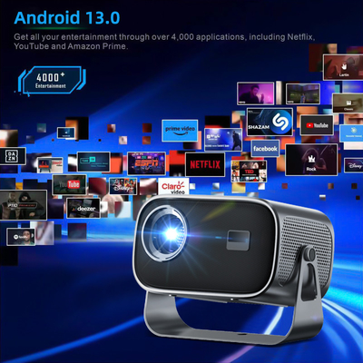 BT 5.0 Mini projecteur portable Bluetooth avec réglage multi-angle, correction de la clé et puce d'affichage de la source lumineuse LED