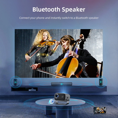 BT 5.0 Mini projecteur portable Bluetooth avec réglage multi-angle, correction de la clé et puce d'affichage de la source lumineuse LED