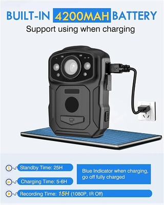 Résolution 4K IP68 Wifi Caméras portées sur le corps H.264/H.265 Codage vidéo avec NFC et système Android 10