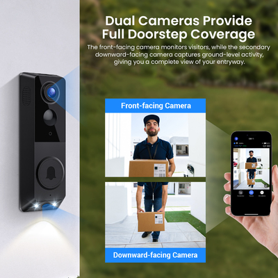 Double caméra vidéo sans fil sonnette de porte communication bidirectionnelle reconnaissance d'IA