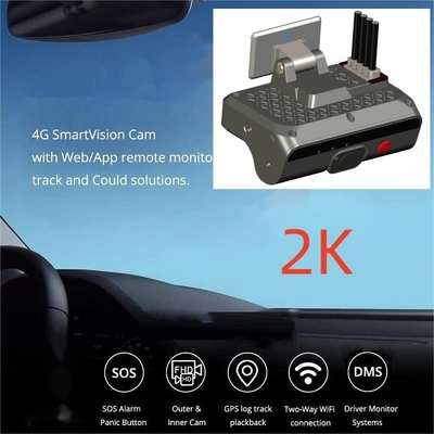 Boîte noire de 2K HD 4 canaux AI Dashcam Véhicule DVR avec ADAS DSM 4G SOS GPS