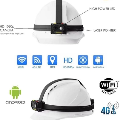 4G Wifi AI Caméra de casque de sécurité 1080P 30fps / 720 30fps GPS diffusion en direct Hardhat