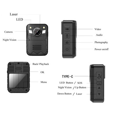 Caméra corporelle miniature personnelle GPS de 2 pouces avec double objectif d'enregistrement