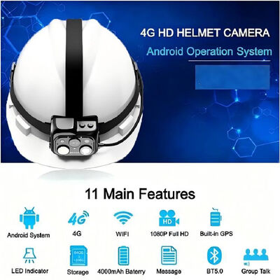 Caméra de casque de sécurité intelligent 4G avec vidéo PTT en temps réel et plateforme cloud