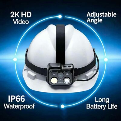 Caméra de casque de sécurité avec carte nano SIM Options de stockage de carte TF Lumière LED et prise en charge de l'interphone PTT en grappe et des algorithmes d'IA