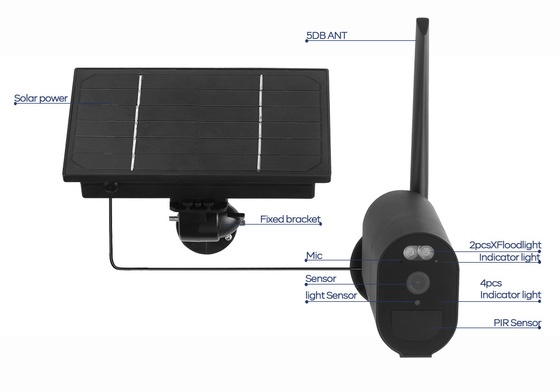 Caméra de sécurité de dôme de lentille de PIR Alarm 3.6mm de caméra de sécurité de 12000MAH 4G Wifi