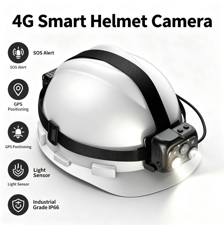Caméra de casque de sécurité avec écran tactile IPS de 2 pouces et caméra principale de vision nocturne Starlight pour une vidéo supérieure