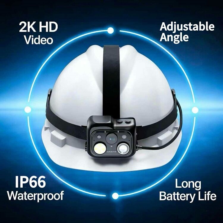 Caméra de casque de sécurité avec carte nano SIM Options de stockage de carte TF Lumière LED et prise en charge de l'interphone PTT en grappe et des algorithmes d'IA